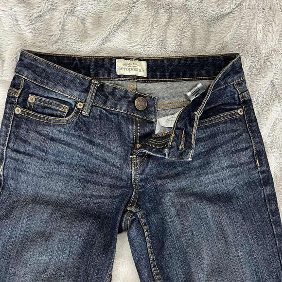 Aeropostale Jeans Womens 1/2 Reg Bayla Skinny Fit Mid Rise Dark Wash Everyday - Picture 3 of 10